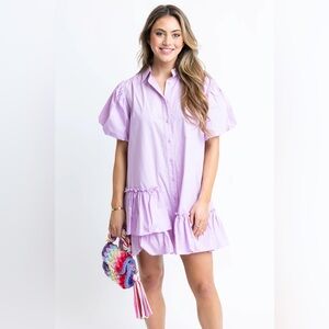 Karlie Lilac Dress with Puff Sleeves